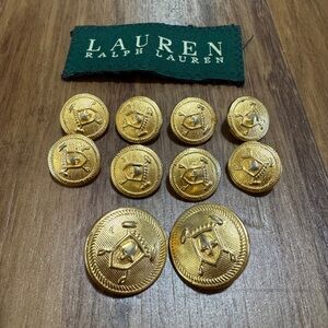 Lauren Ralph Lauren Gold Metal Relief Blazer Buttons Set for Jackets & Coats